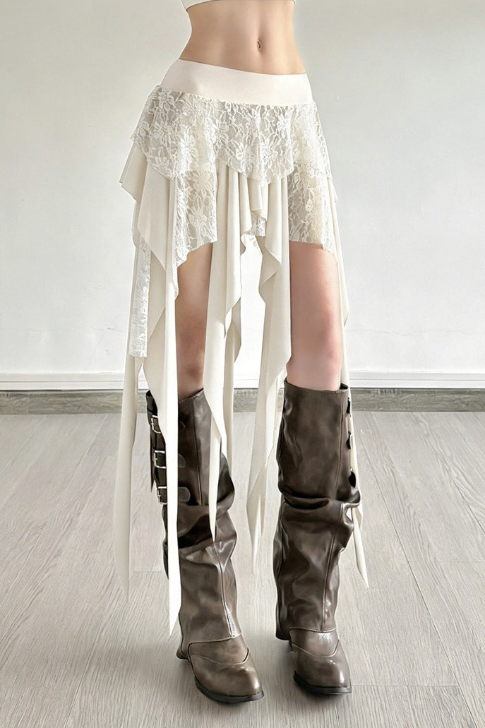 Color-Block Drape Asymmetric Skirt