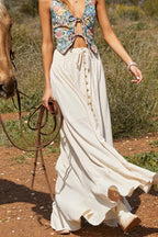 Solid Tie-Waist Casual Skirt