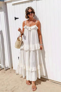 Ruffle-Hem Flowy Beach Maxi Dress