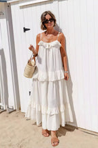Ruffle-Hem Flowy Beach Maxi Dress