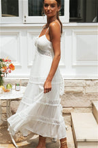 Lace-Splice Cami Swing Boho Dress