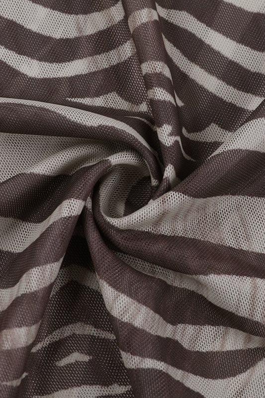 Zebra Mesh Sheer Blouse