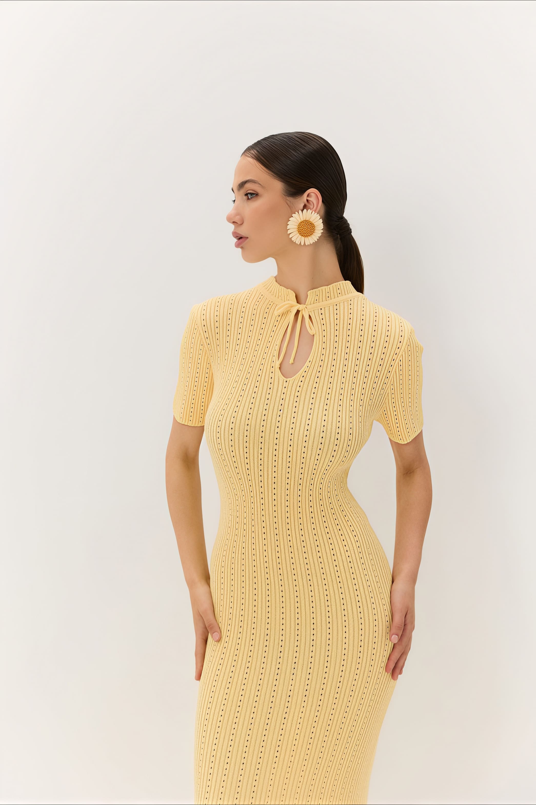 Knitted Round-Neck Short-Sleeve Bodycon Maxi Dress