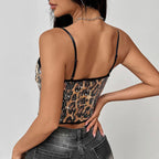 Lace-Sequin Leopard Cami Top