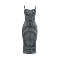 Plunge Cami Cutout-Back Print Maxi Dress