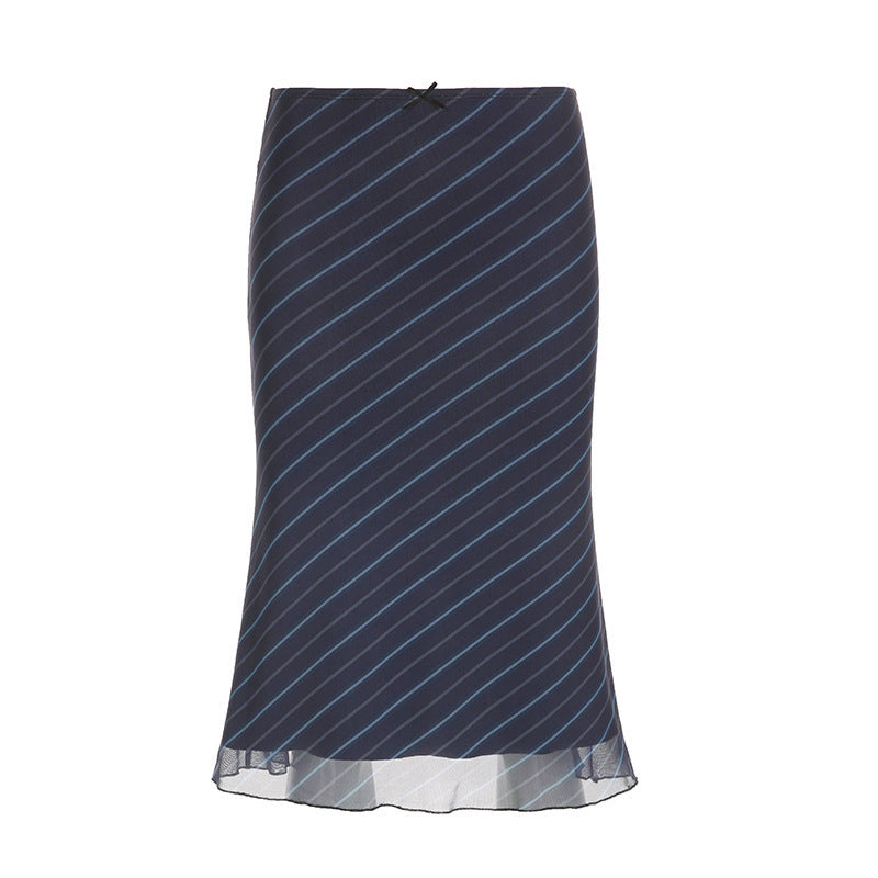 Striped Double-Mesh Skirt