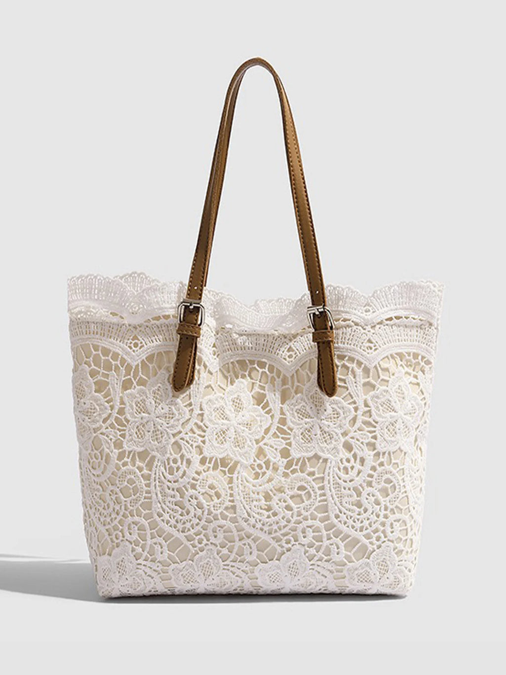 Lace Woven Tote Bag