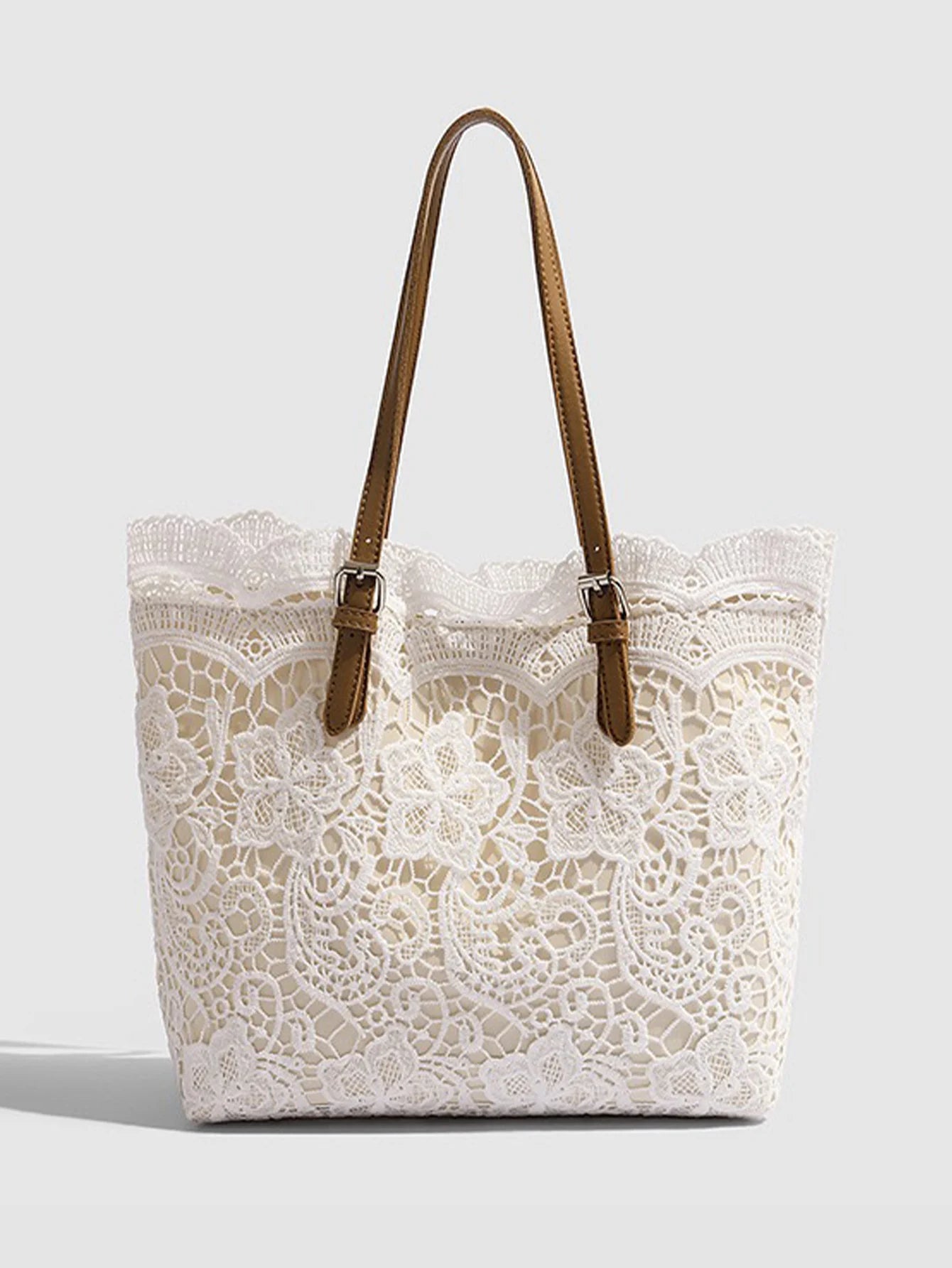 Lace Woven Tote Bag