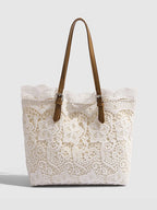 Lace Woven Tote Bag