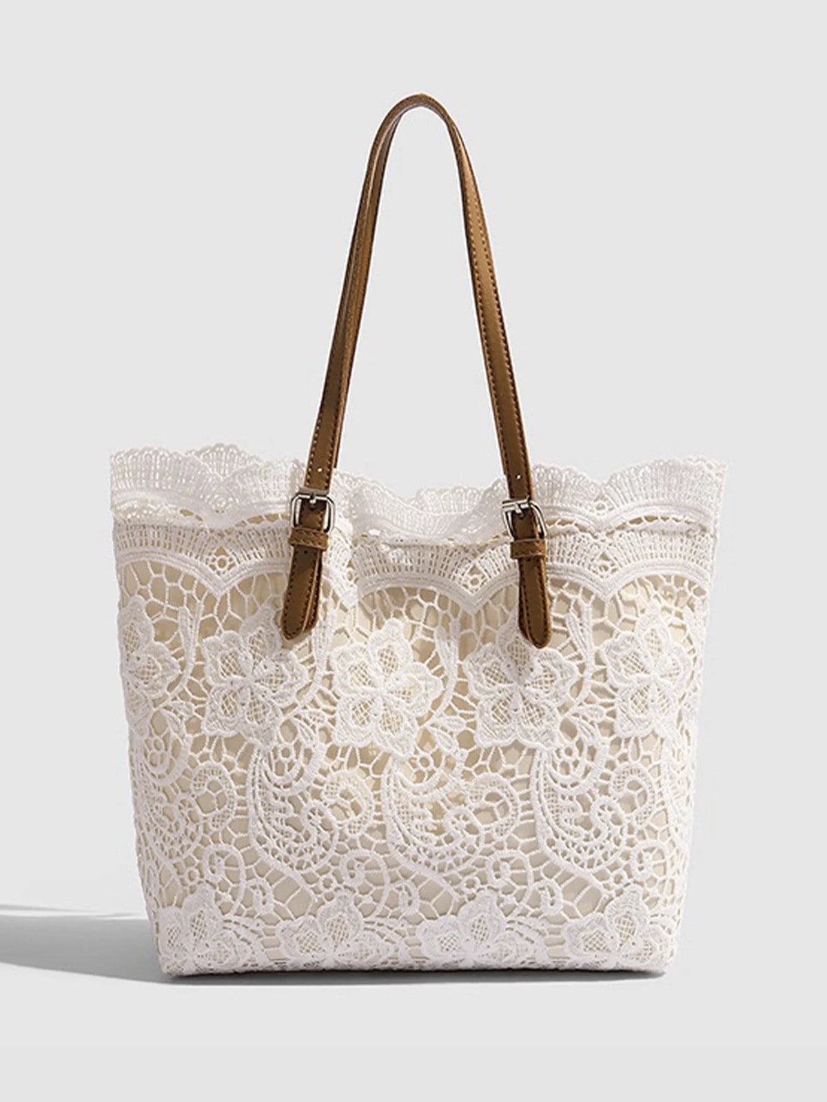 Lace Woven Tote Bag
