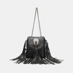 Chain-Tassel Studded Shoulder Bag