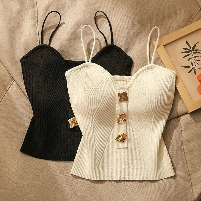 Cross-Knit Strappy Sleeveless Cami Top