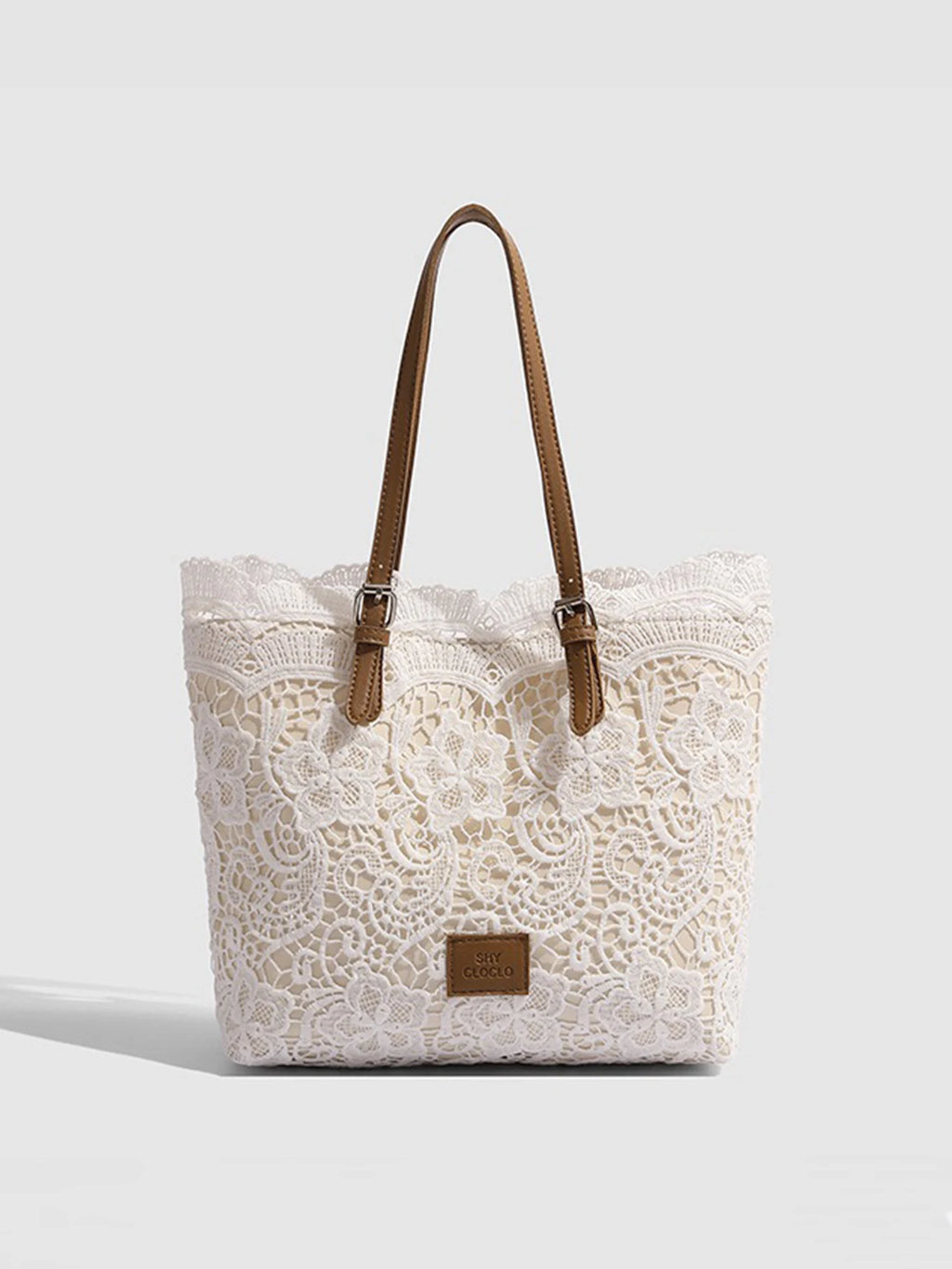Lace Woven Tote Bag