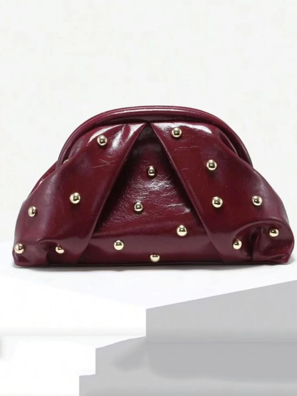 Riveted Pleated Clutch Bag