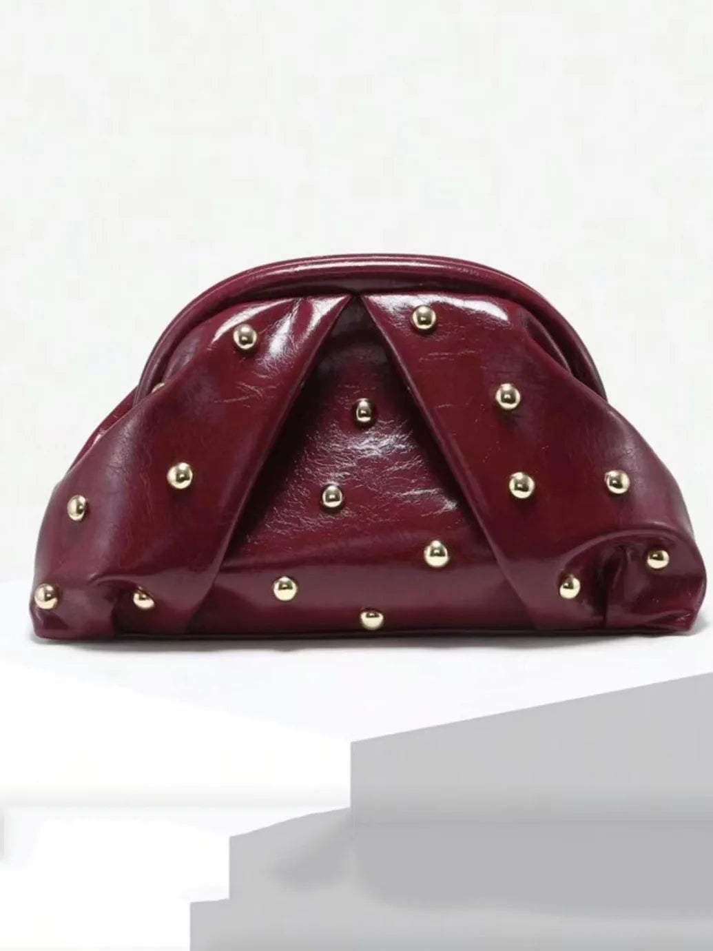 Riveted Pleated Clutch Bag