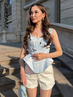 Spaghetti-Strap Waist-Cinch Corset Top