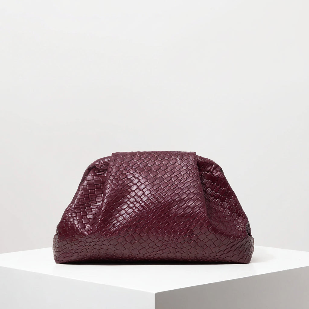 Woven Faux-Leather Clutch Bag
