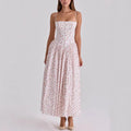 Floral Spaghetti-Strap Backless Corset Maxi Dress