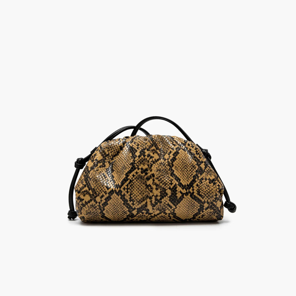 Ruched Snake-Pattern Dumpling Bag