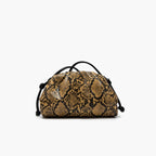 Ruched Snake-Pattern Dumpling Bag