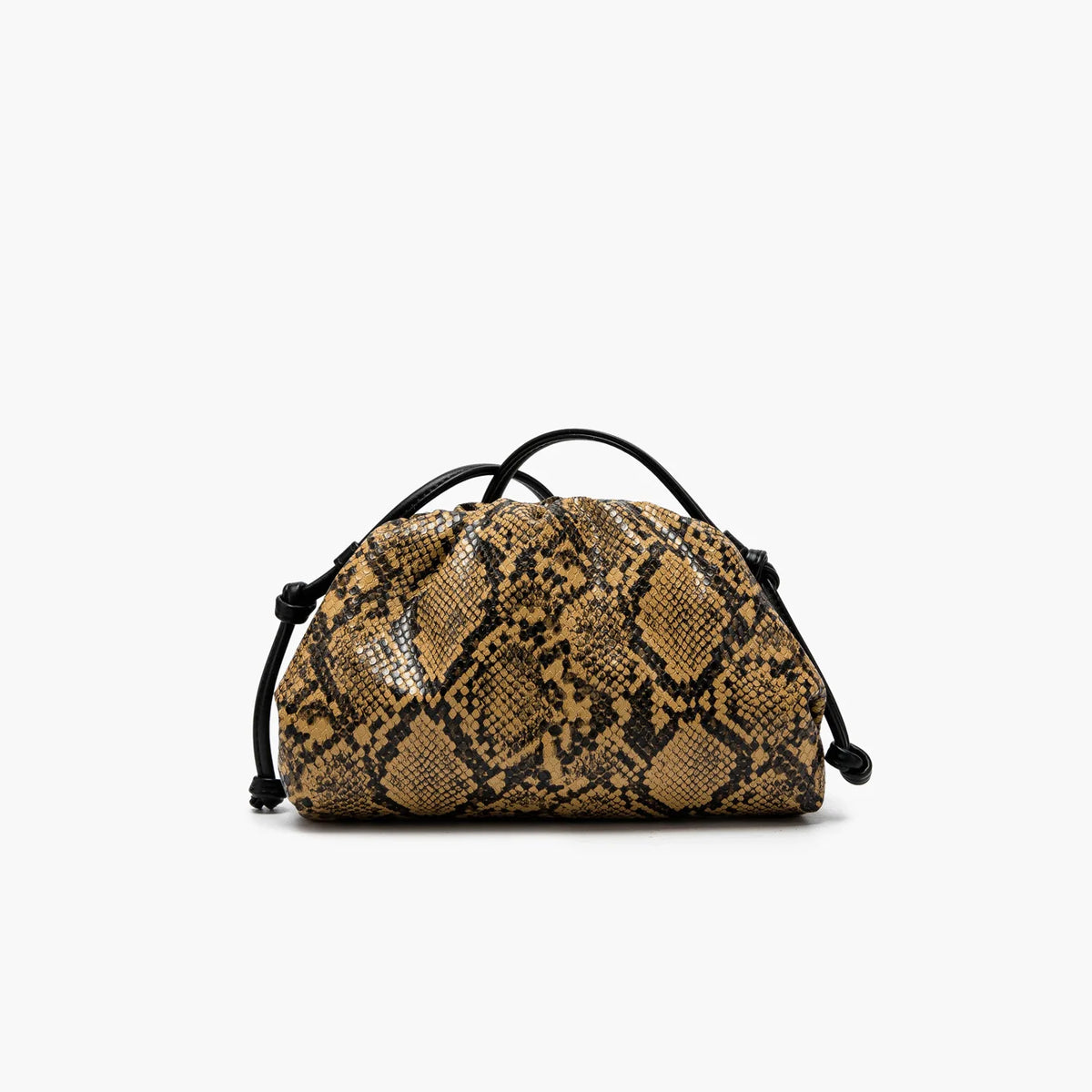 Ruched Snake-Pattern Dumpling Bag