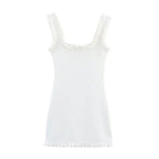 Square-Collar Backless Slim Dress