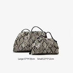 Ruched Snake-Pattern Dumpling Bag