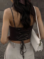 Lace-Up Backless Spaghetti-Strap Crop Top