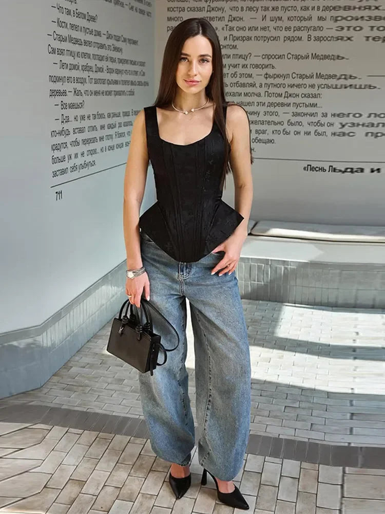 Jacquard Slim Sleeveless Tank Top
