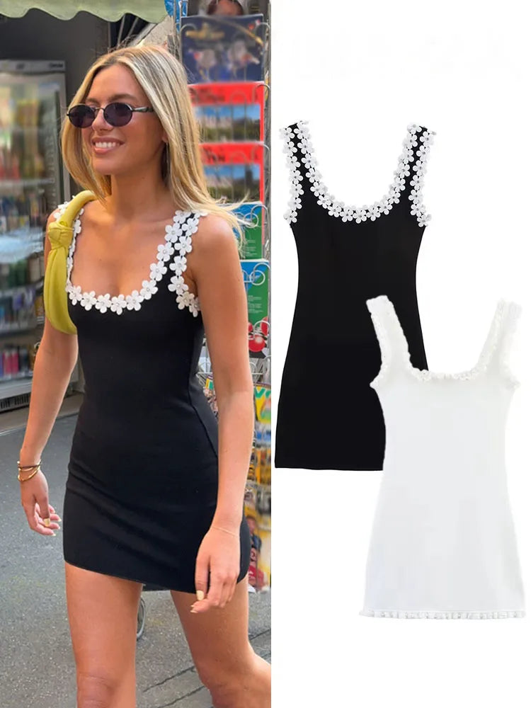 Square-Collar Backless Slim Dress