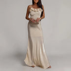 3D-Flower Off-Shoulder Gown Dress