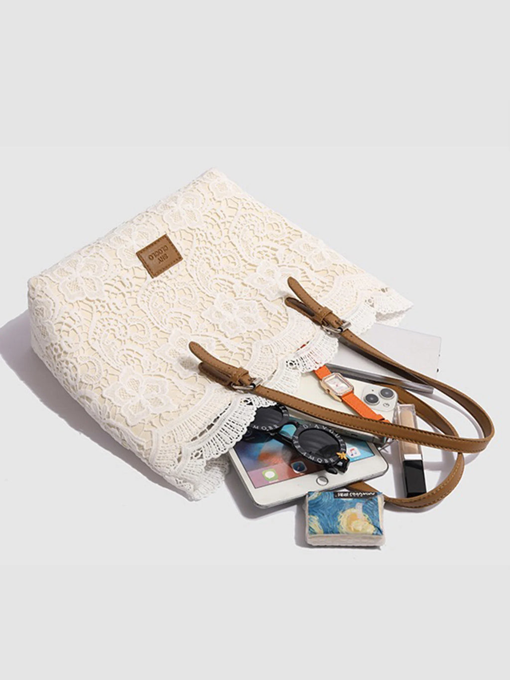 Lace Woven Tote Bag