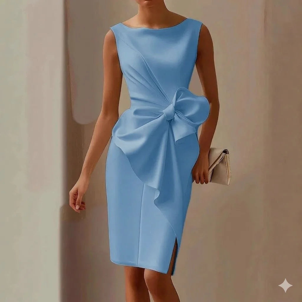 Butterfly-Knot Sleeveless Midi Dress