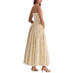 Floral Spaghetti-Strap Backless Corset Maxi Dress