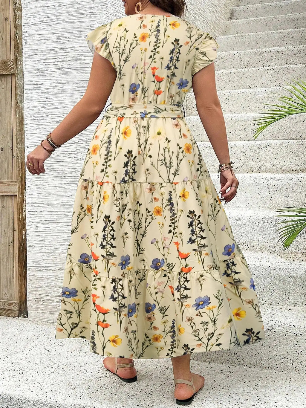 Floral V-Neck Casual Dress