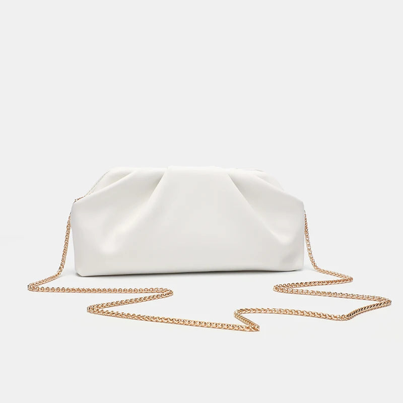 White Cloud Pleated Chain Bag