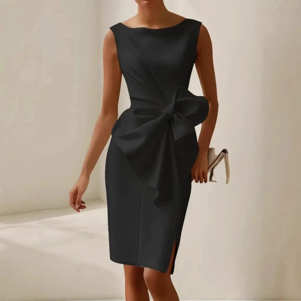 Butterfly-Knot Sleeveless Midi Dress