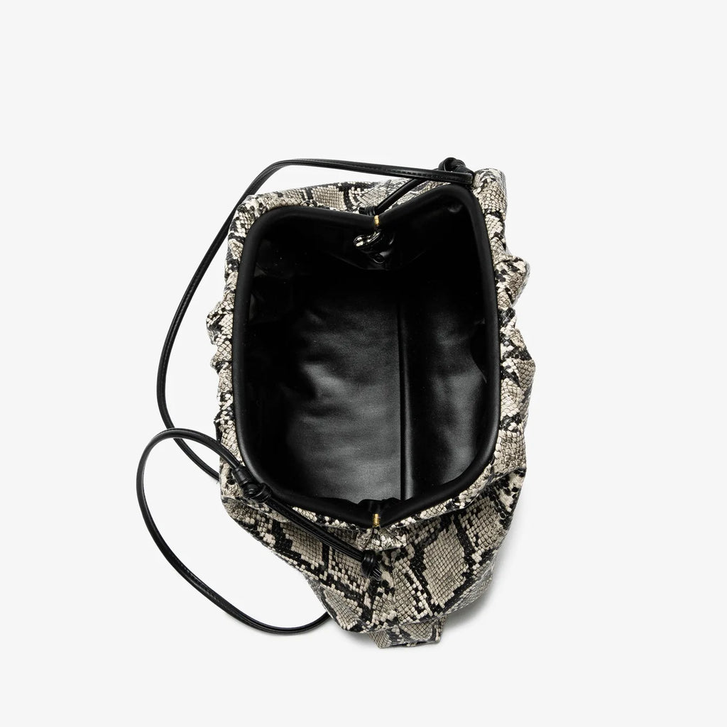 Ruched Snake-Pattern Dumpling Bag