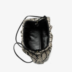Ruched Snake-Pattern Dumpling Bag
