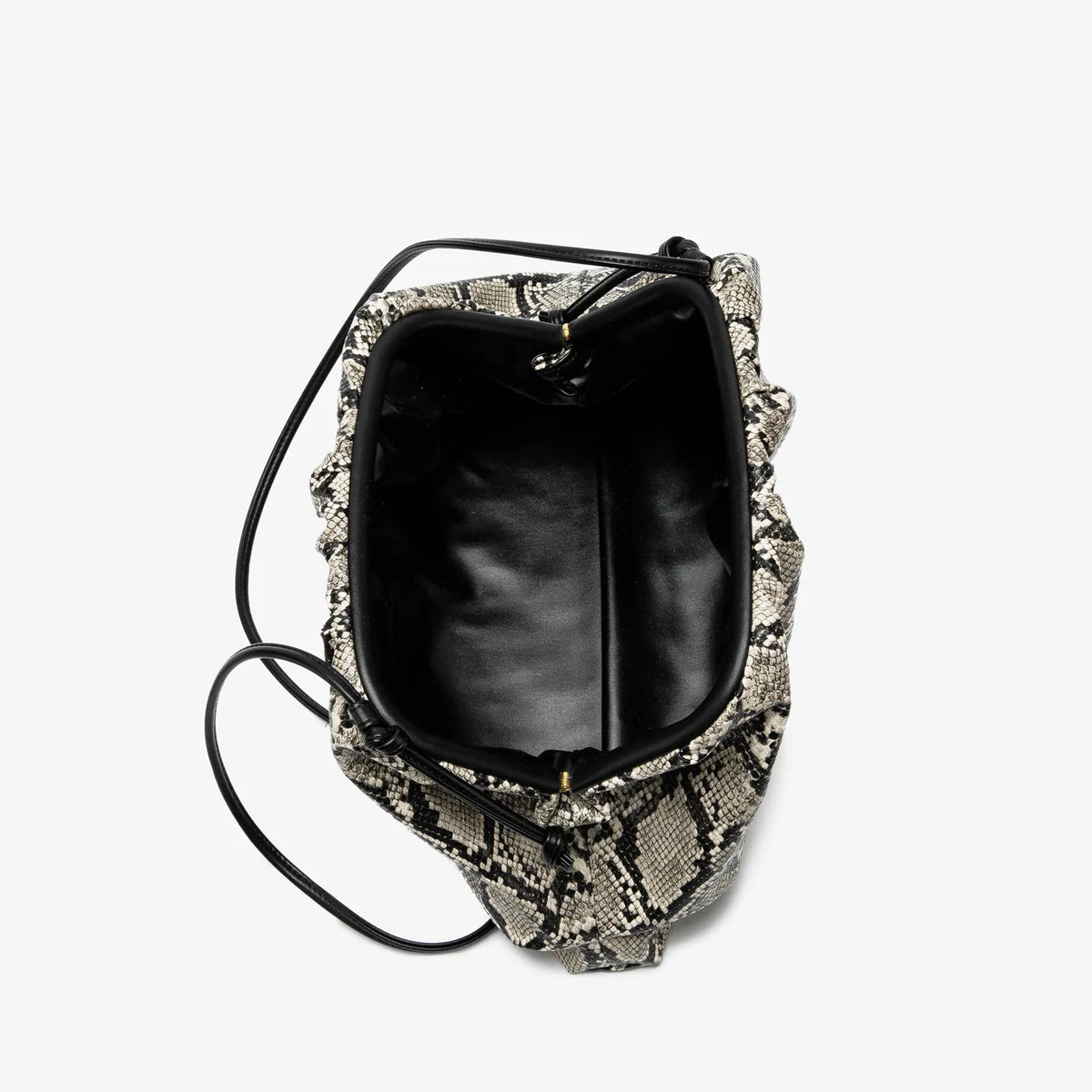 Ruched Snake-Pattern Dumpling Bag