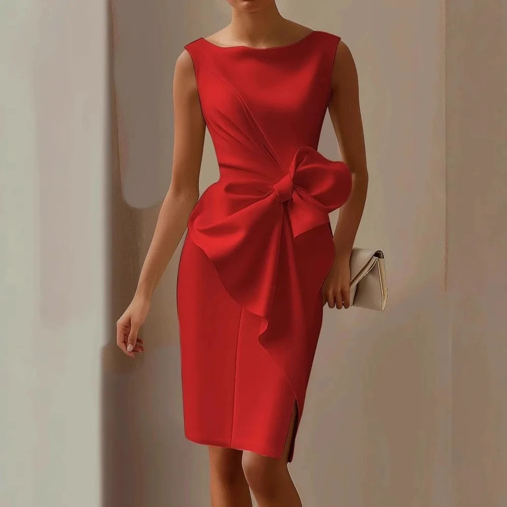 Butterfly-Knot Sleeveless Midi Dress