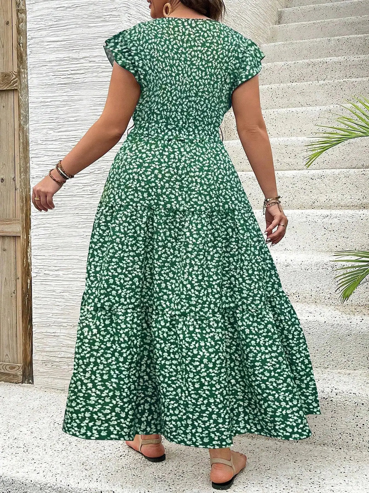 Floral V-Neck Casual Dress