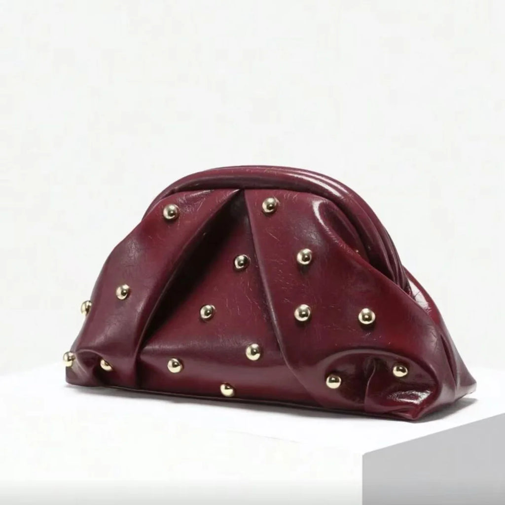 Riveted Pleated Clutch Bag