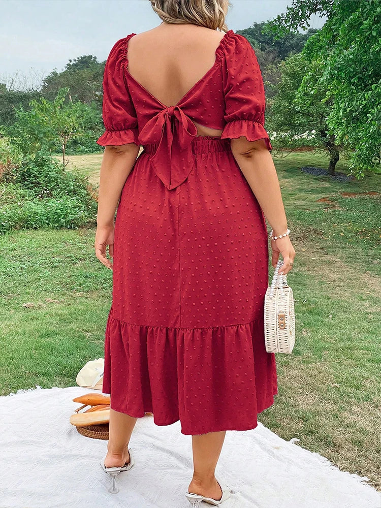 Back-Tied Pure-Color Gown Dress