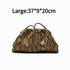Ruched Snake-Pattern Dumpling Bag
