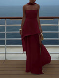 Sleeveless Side-Split Strapless Maxi Dress