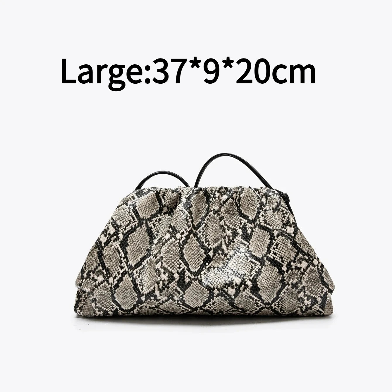 Ruched Snake-Pattern Dumpling Bag