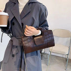Croc-Grain Faux-Leather Evening Bag