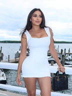 Square-Collar Backless Slim Dress