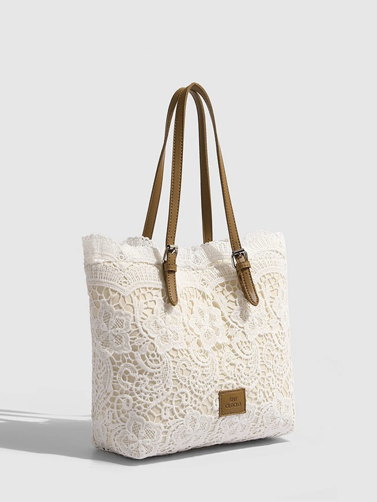 Lace Woven Tote Bag